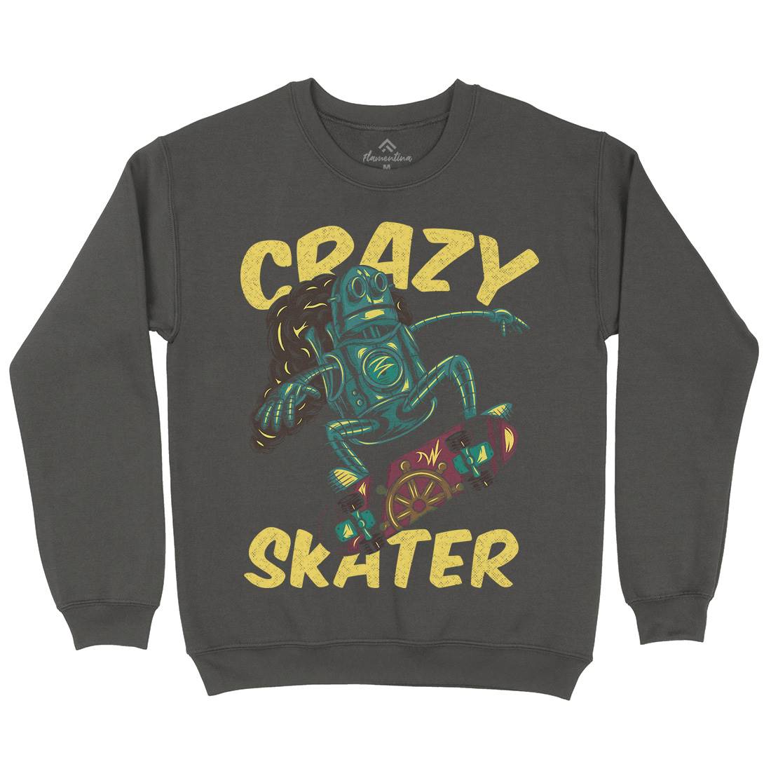 Robot Skater Kids Crew Neck Sweatshirt Skate C882