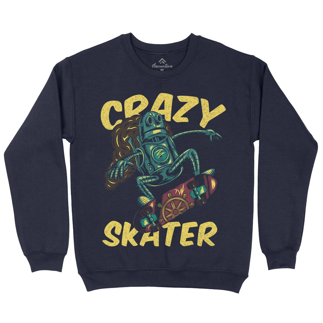 Robot Skater Mens Crew Neck Sweatshirt Skate C882