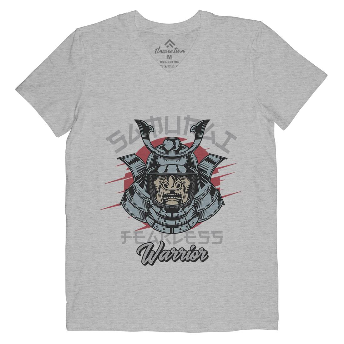 Samurai Mens Organic V-Neck T-Shirt Warriors C884