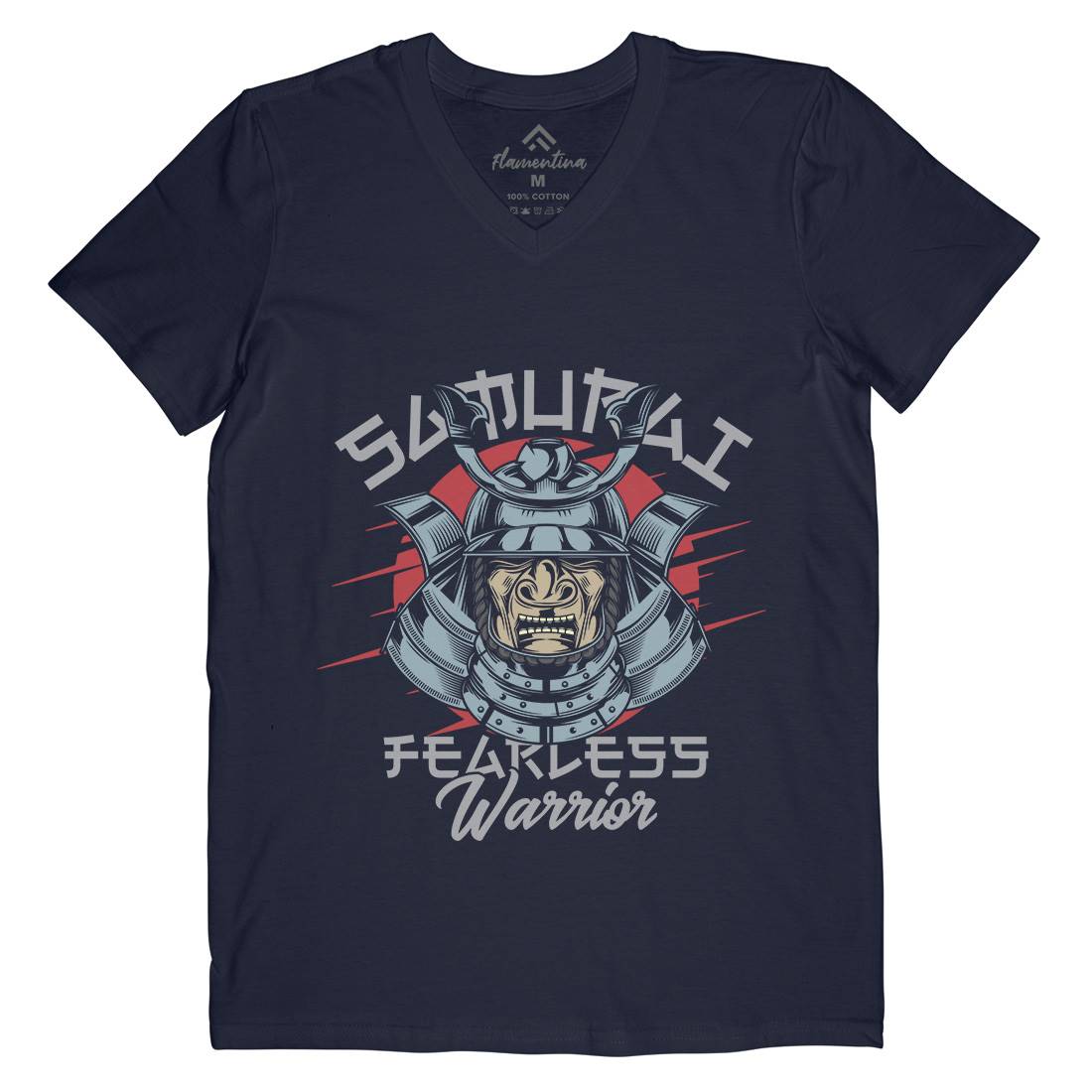 Samurai Mens Organic V-Neck T-Shirt Warriors C884