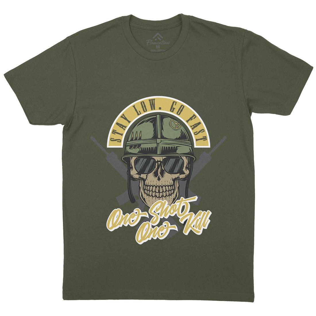 One Shoot Mens Crew Neck T-Shirt Army C885