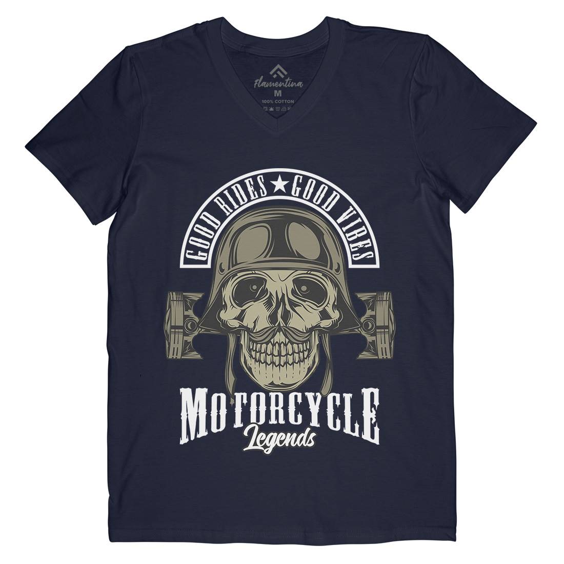 Legends Mens Organic V-Neck T-Shirt Motorcycles C888