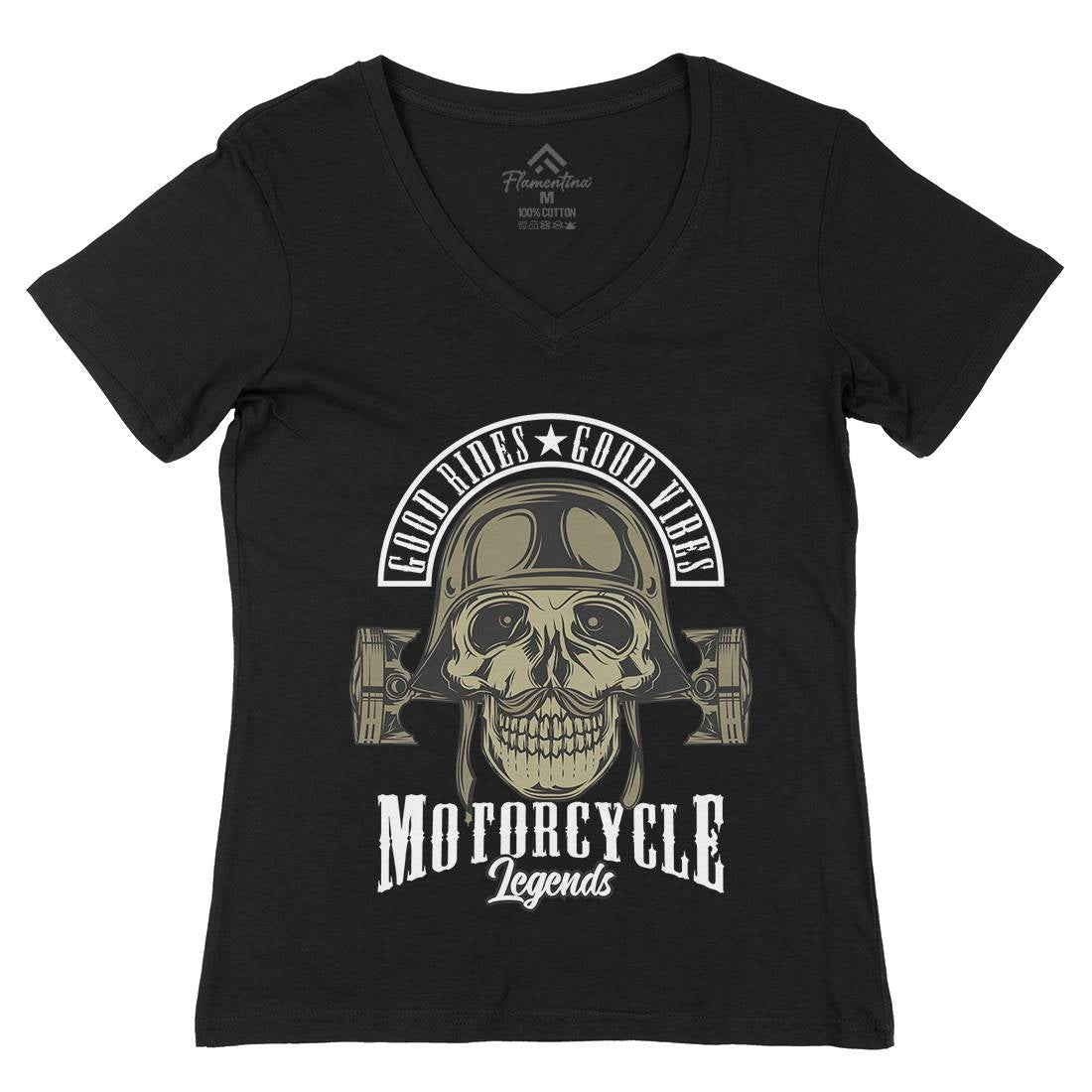 Legends Womens Organic V-Neck T-Shirt Motorcycles C888