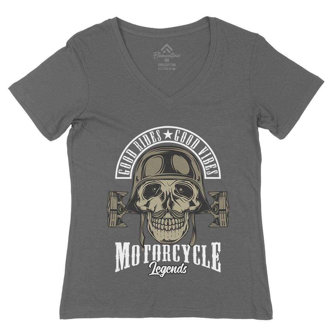 Legends Womens Organic V-Neck T-Shirt Motorcycles C888