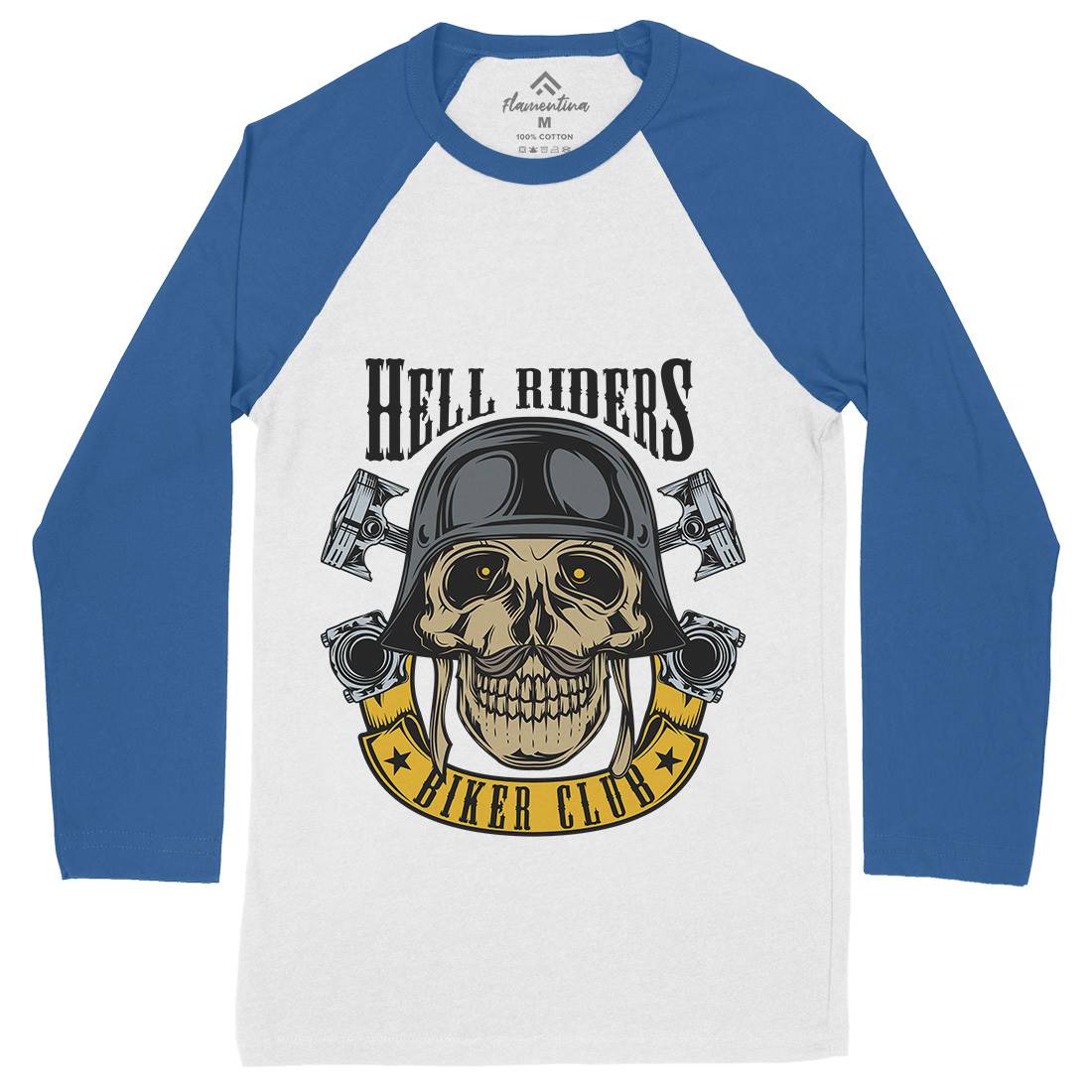 Hell Riders Mens Long Sleeve Baseball T-Shirt Motorcycles C889