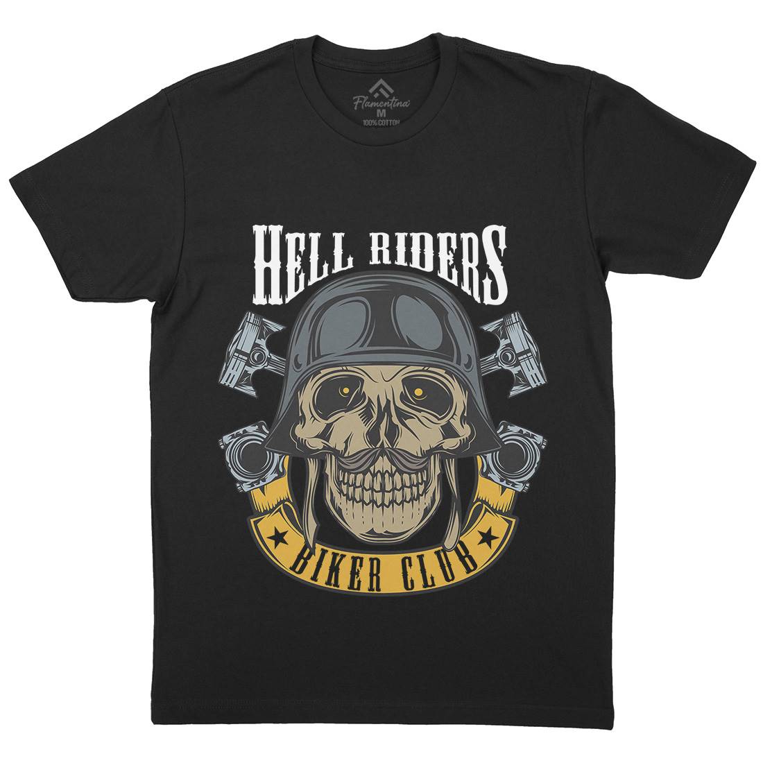 Hell Riders Mens Organic Crew Neck T-Shirt Motorcycles C889
