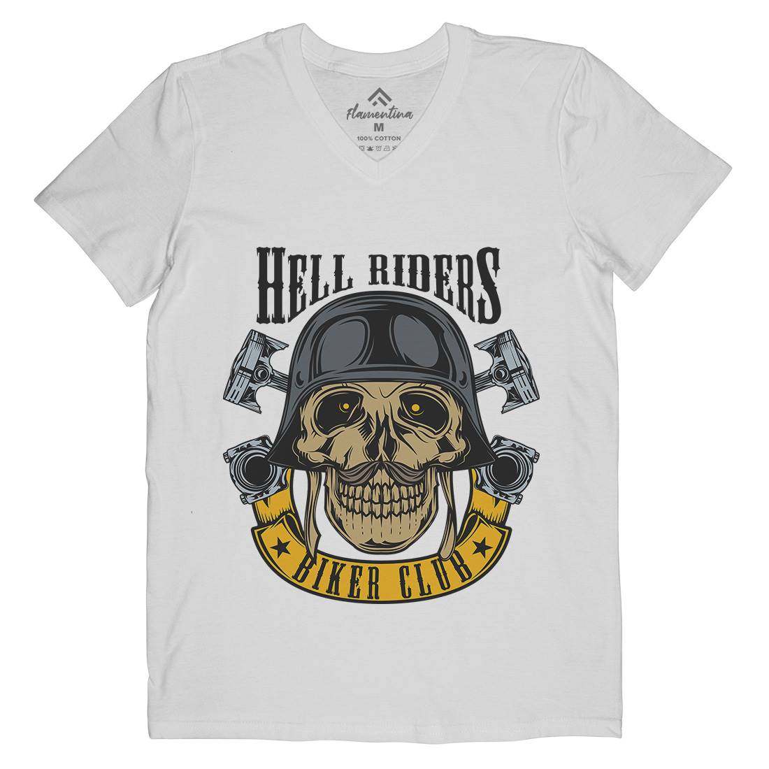 Hell Riders Mens Organic V-Neck T-Shirt Motorcycles C889