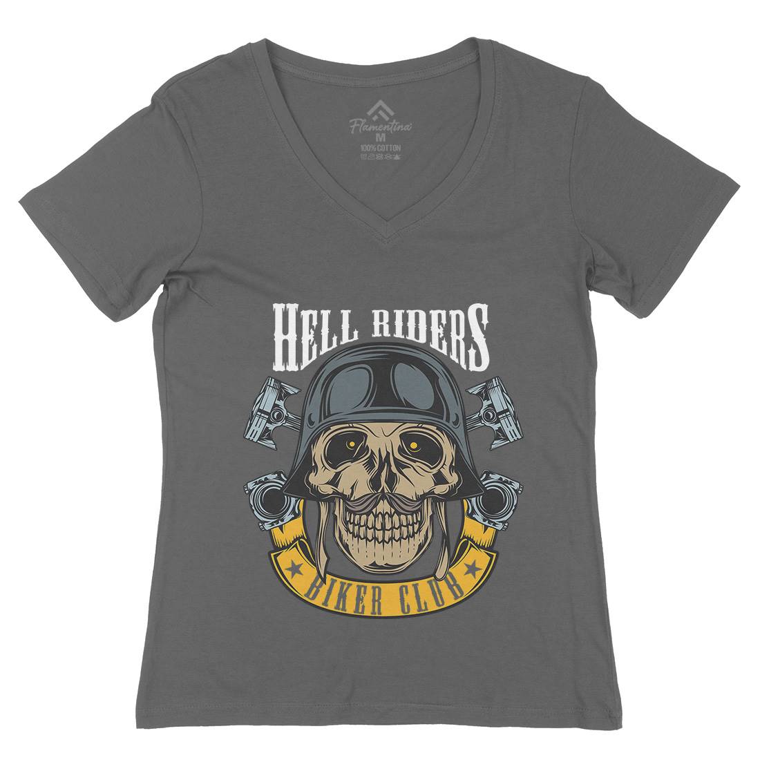 Hell Riders Womens Organic V-Neck T-Shirt Motorcycles C889