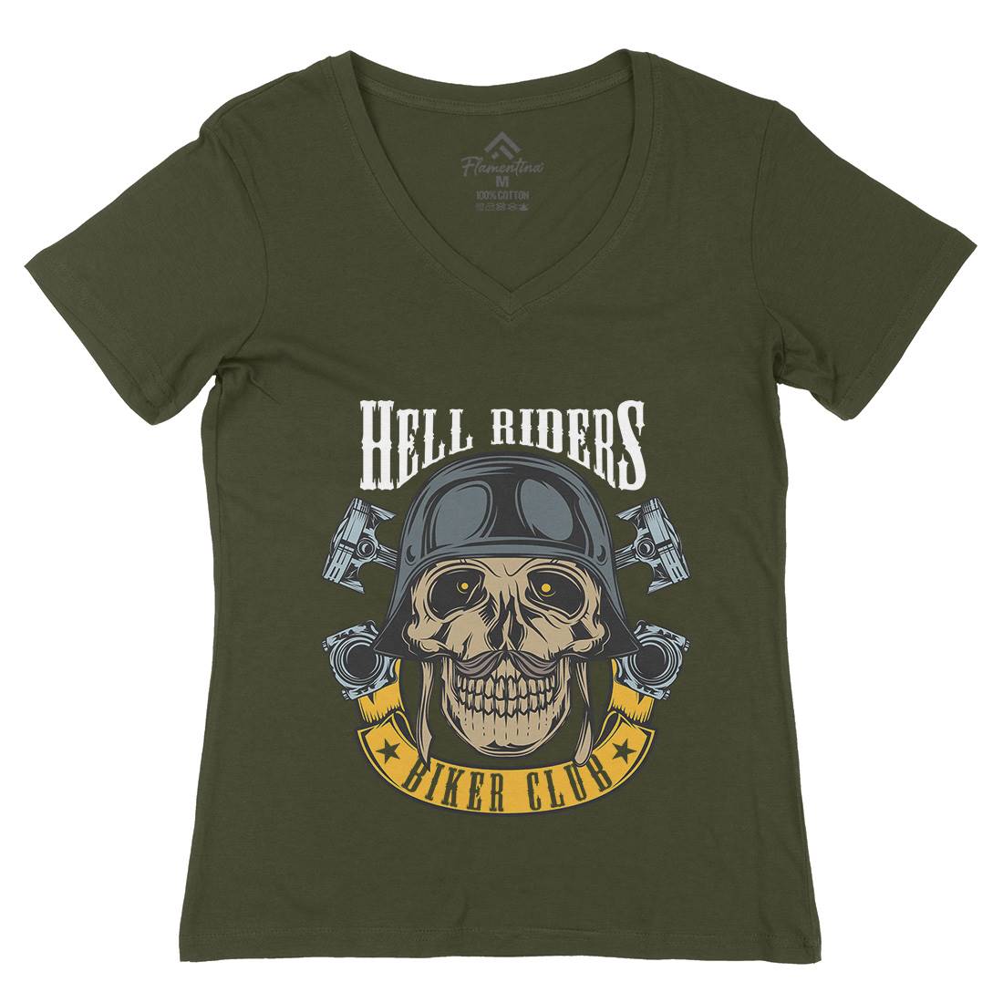 Hell Riders Womens Organic V-Neck T-Shirt Motorcycles C889