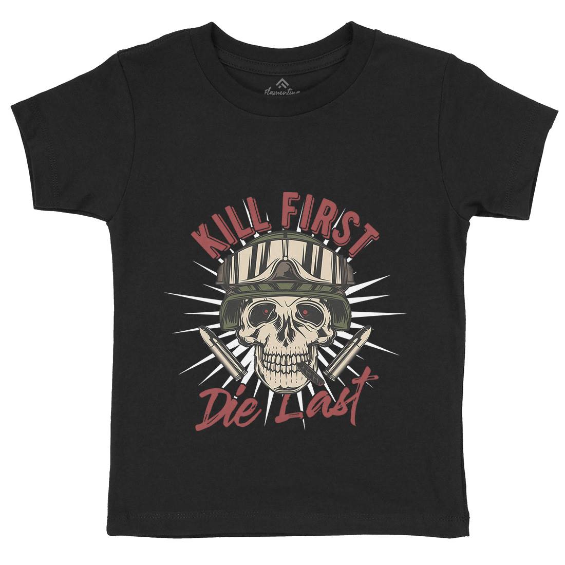 Kill First Kids Organic Crew Neck T-Shirt Army C890