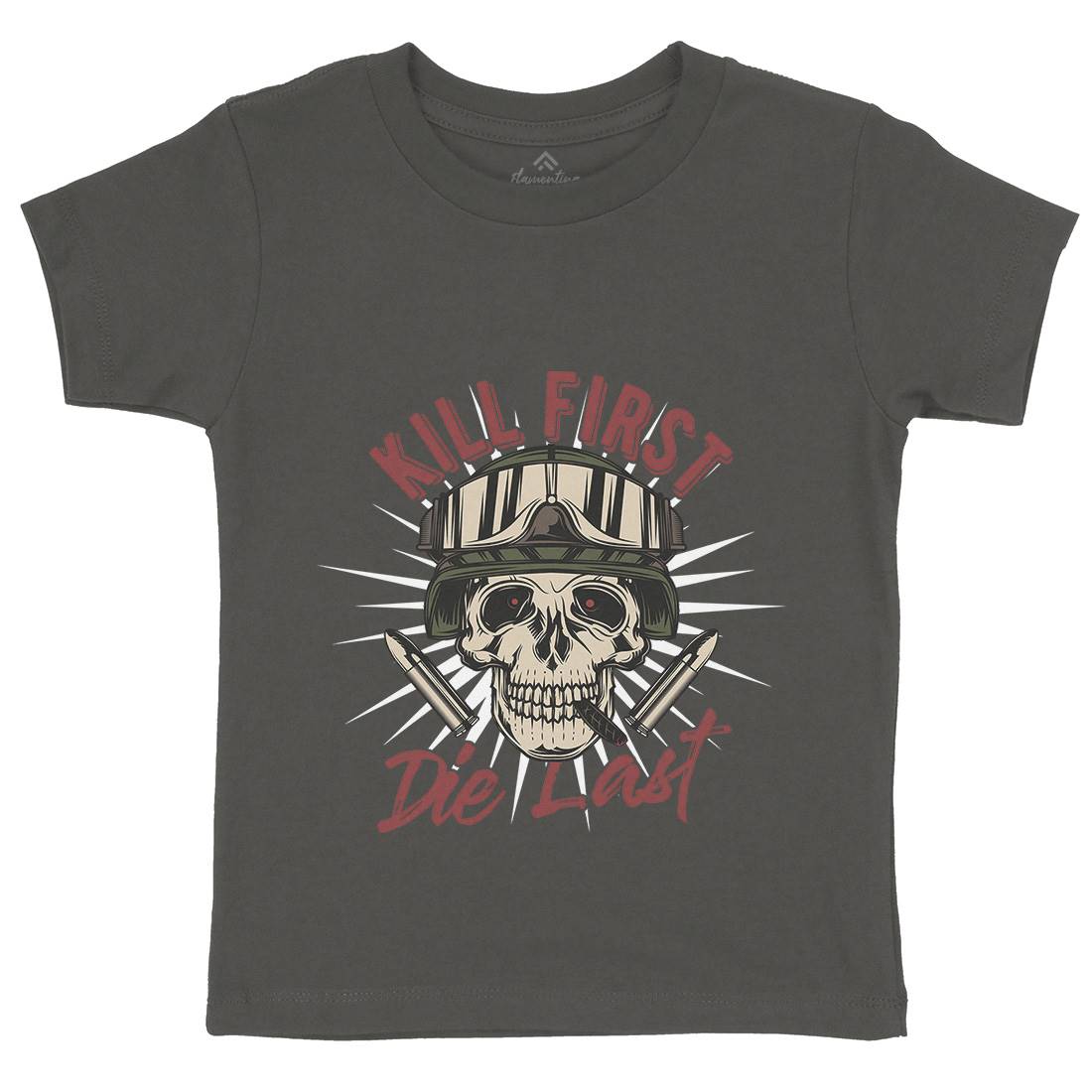 Kill First Kids Crew Neck T-Shirt Army C890