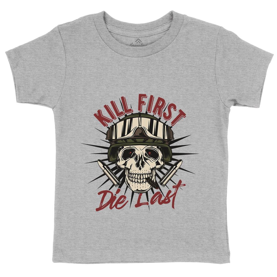 Kill First Kids Crew Neck T-Shirt Army C890