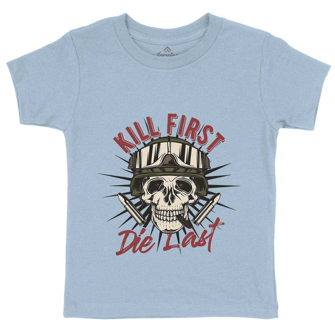 Kill First Kids Organic Crew Neck T-Shirt Army C890