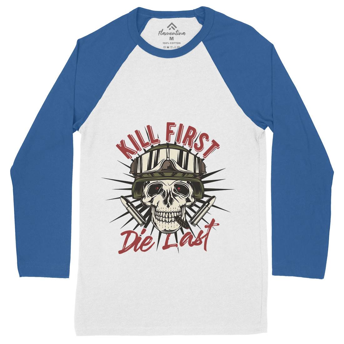 Kill First Mens Long Sleeve Baseball T-Shirt Army C890