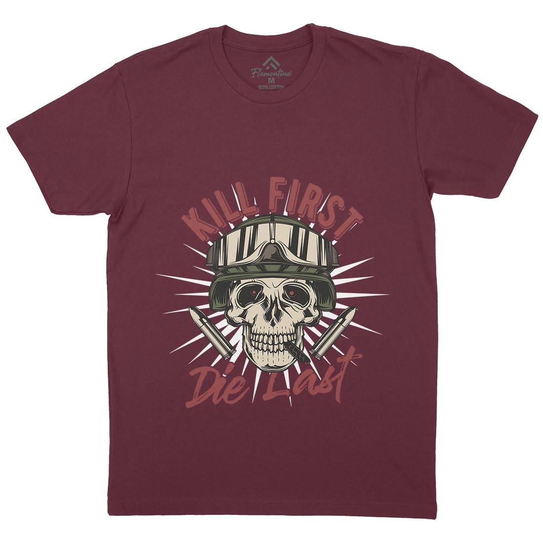 Kill First Mens Crew Neck T-Shirt Army C890
