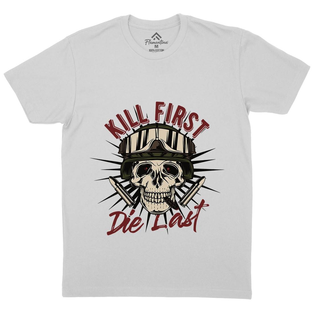 Kill First Mens Crew Neck T-Shirt Army C890