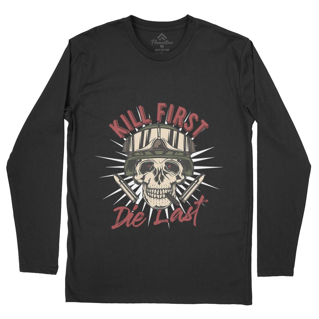 Kill First Mens Long Sleeve T-Shirt Army C890
