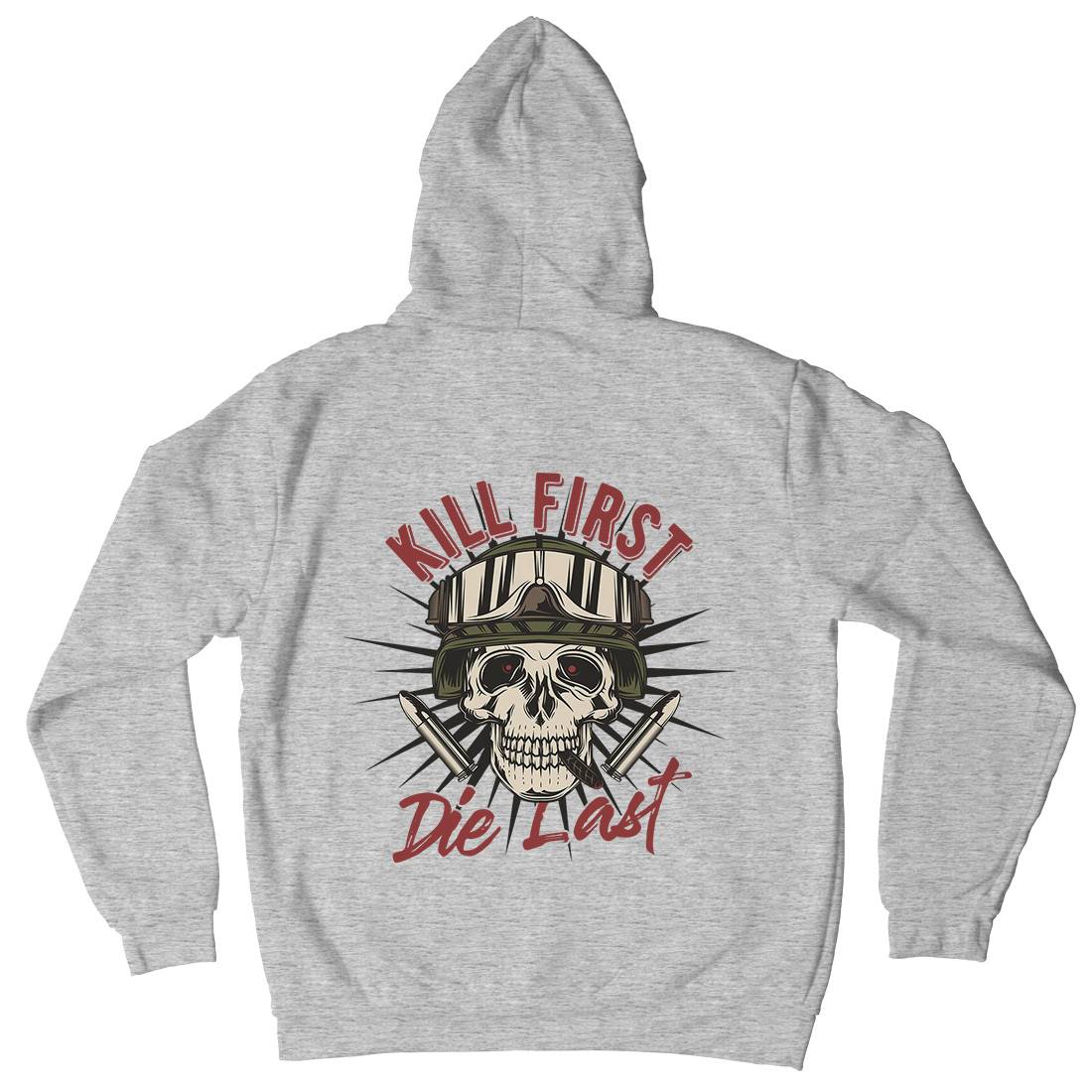 Kill First Mens Hoodie With Pocket Army C890