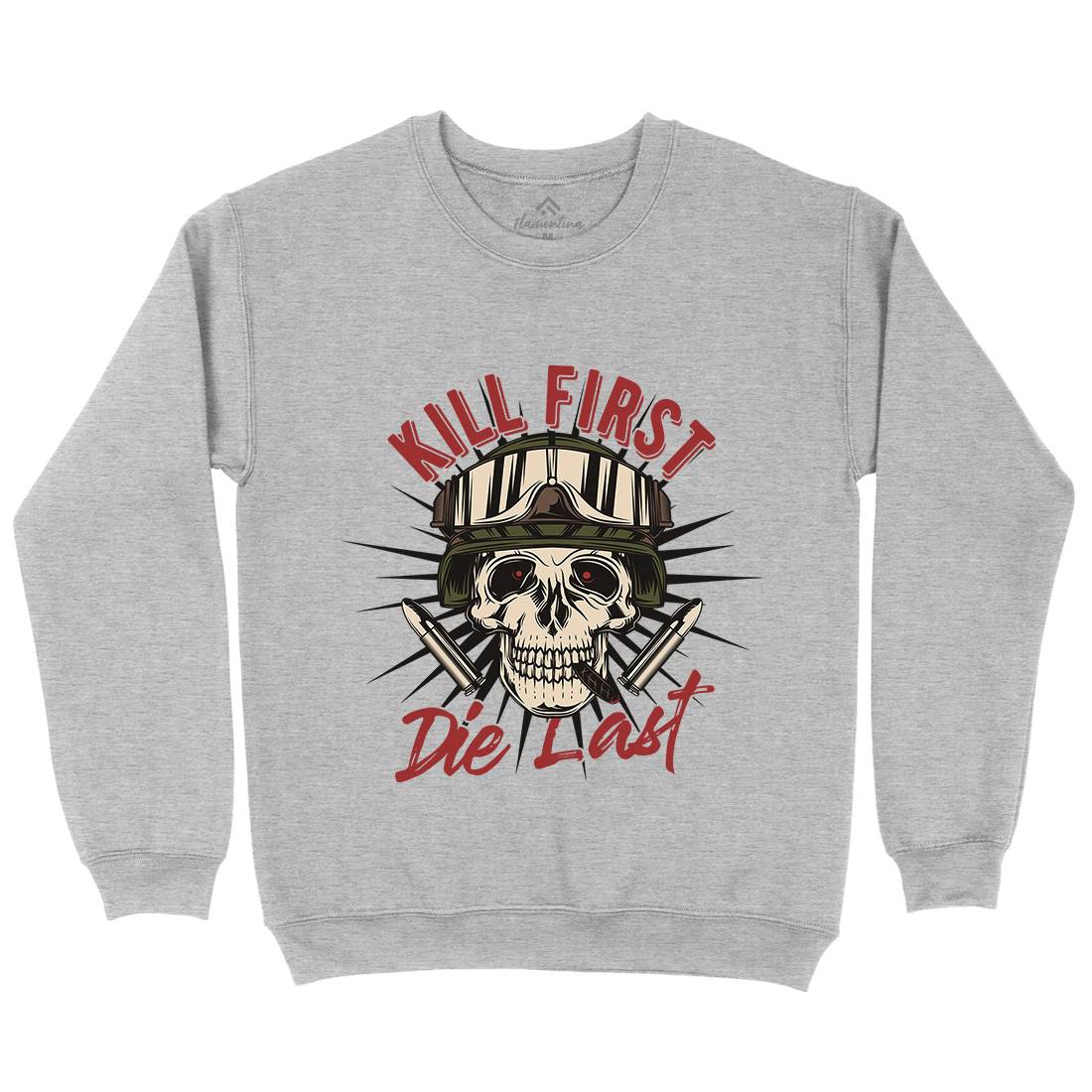 Kill First Mens Crew Neck Sweatshirt Army C890