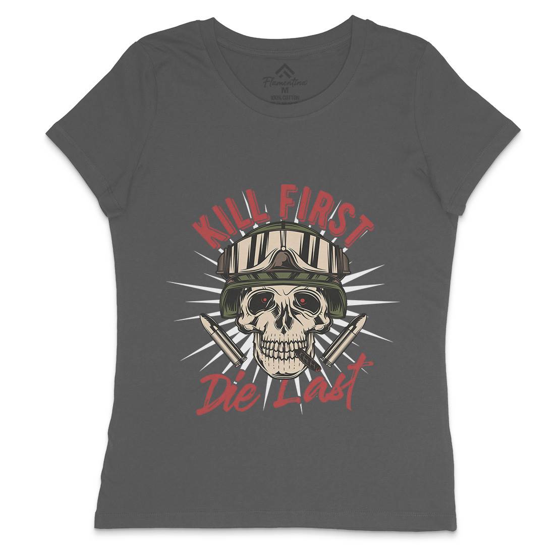 Kill First Womens Crew Neck T-Shirt Army C890