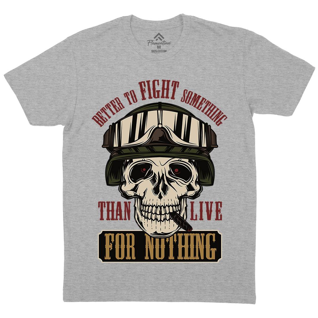 Fight Something Mens Organic Crew Neck T-Shirt Army C891