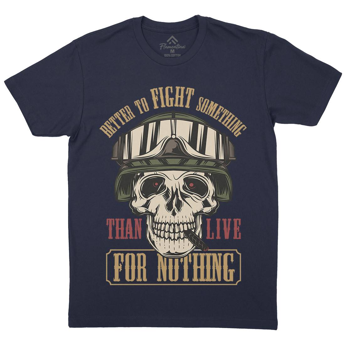 Fight Something Mens Crew Neck T-Shirt Army C891