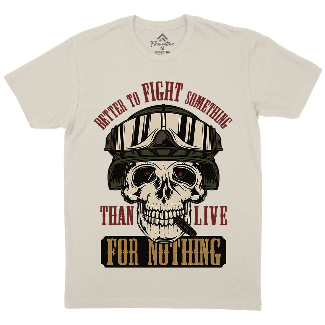 Fight Something Mens Organic Crew Neck T-Shirt Army C891
