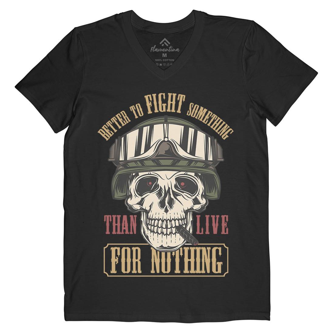Fight Something Mens Organic V-Neck T-Shirt Army C891
