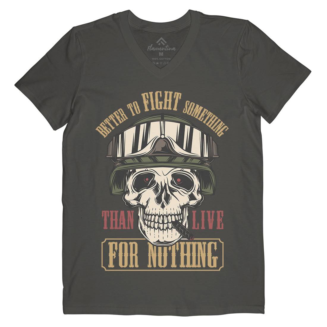 Fight Something Mens V-Neck T-Shirt Army C891