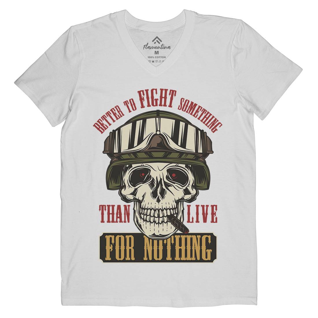Fight Something Mens Organic V-Neck T-Shirt Army C891