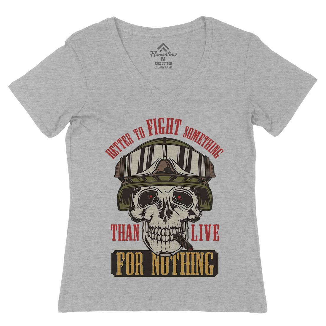 Fight Something Womens Organic V-Neck T-Shirt Army C891