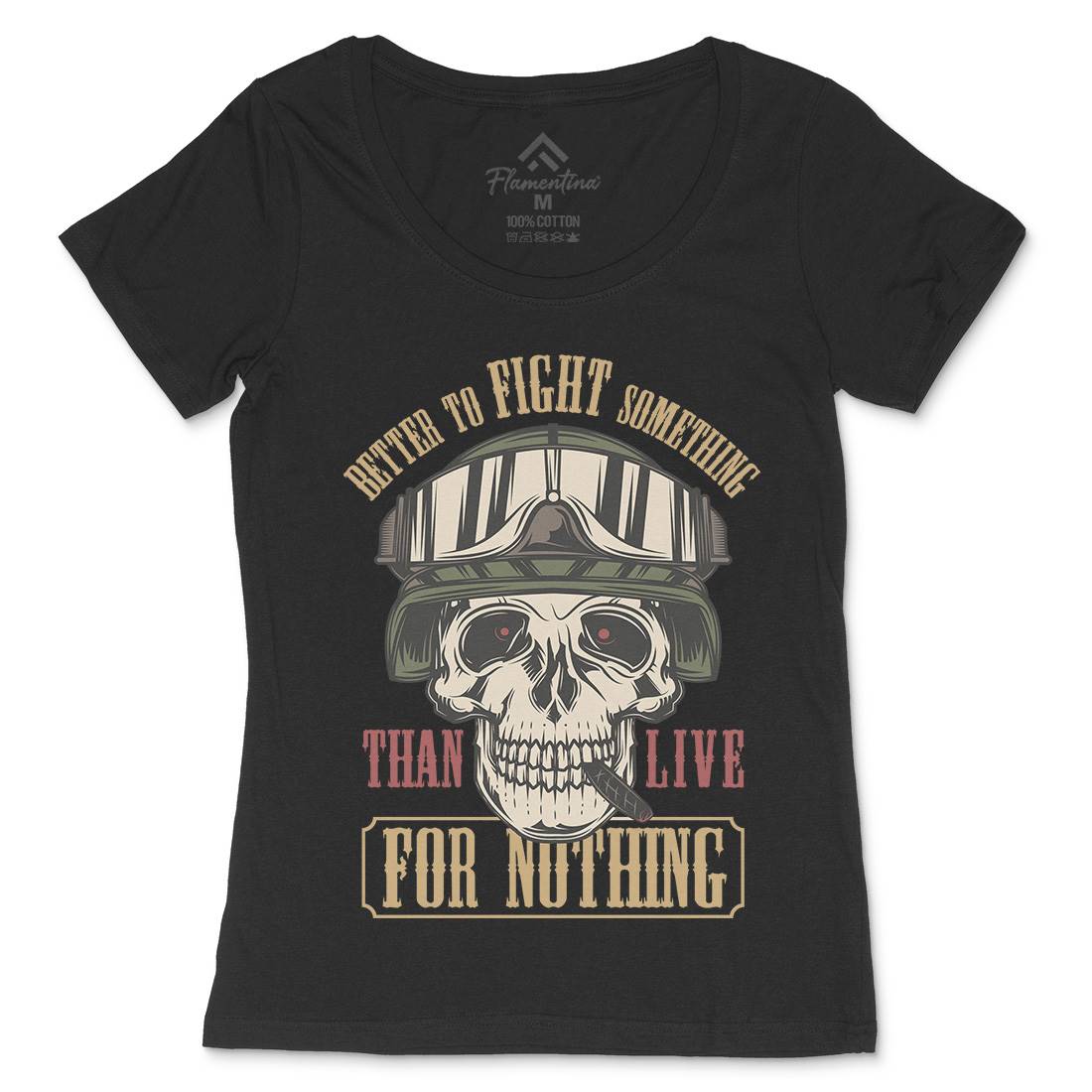 Fight Something Womens Scoop Neck T-Shirt Army C891