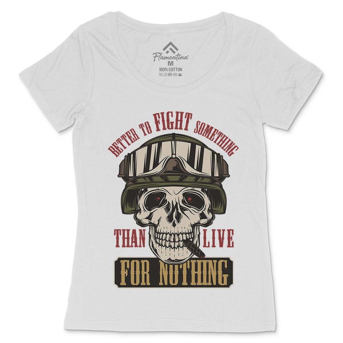 Fight Something Womens Scoop Neck T-Shirt Army C891