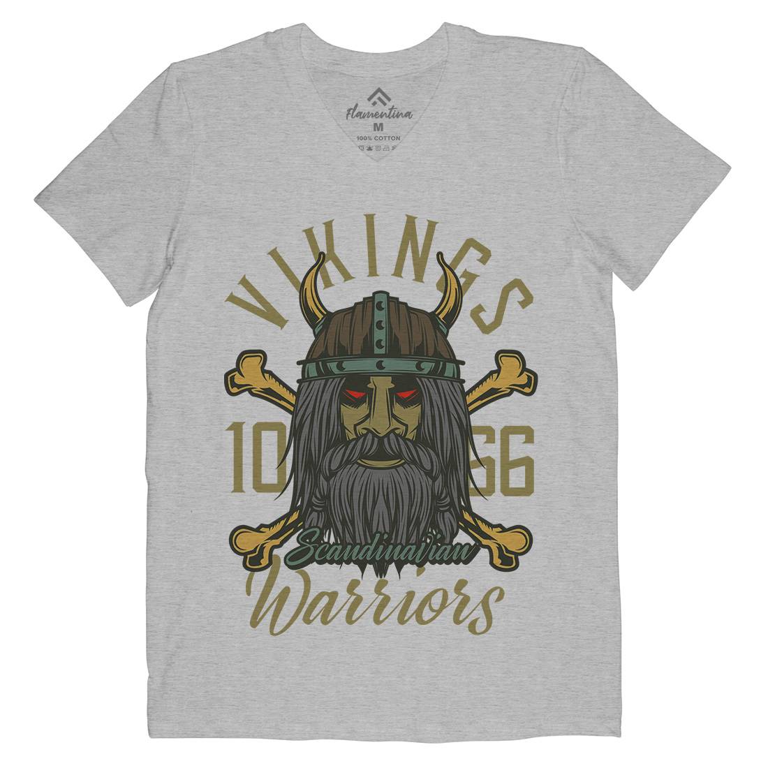 Viking Mens Organic V-Neck T-Shirt Warriors C893