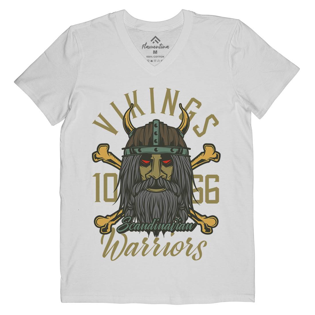 Viking Mens Organic V-Neck T-Shirt Warriors C893