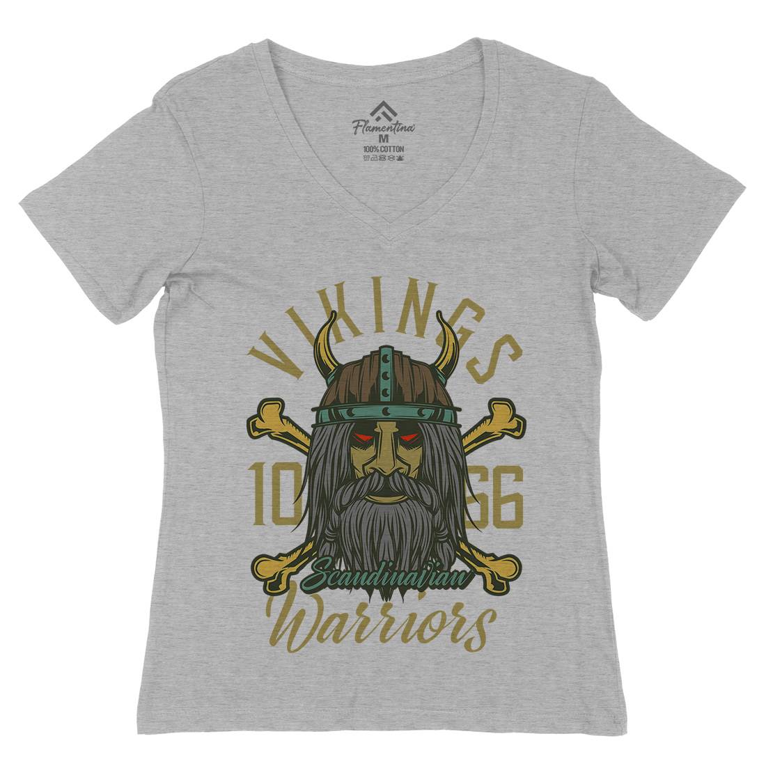 Viking Womens Organic V-Neck T-Shirt Warriors C893
