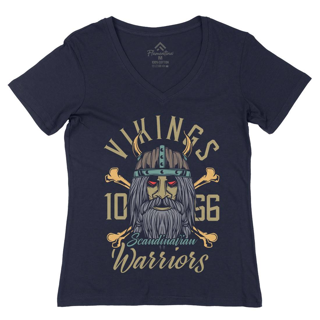 Viking Womens Organic V-Neck T-Shirt Warriors C893