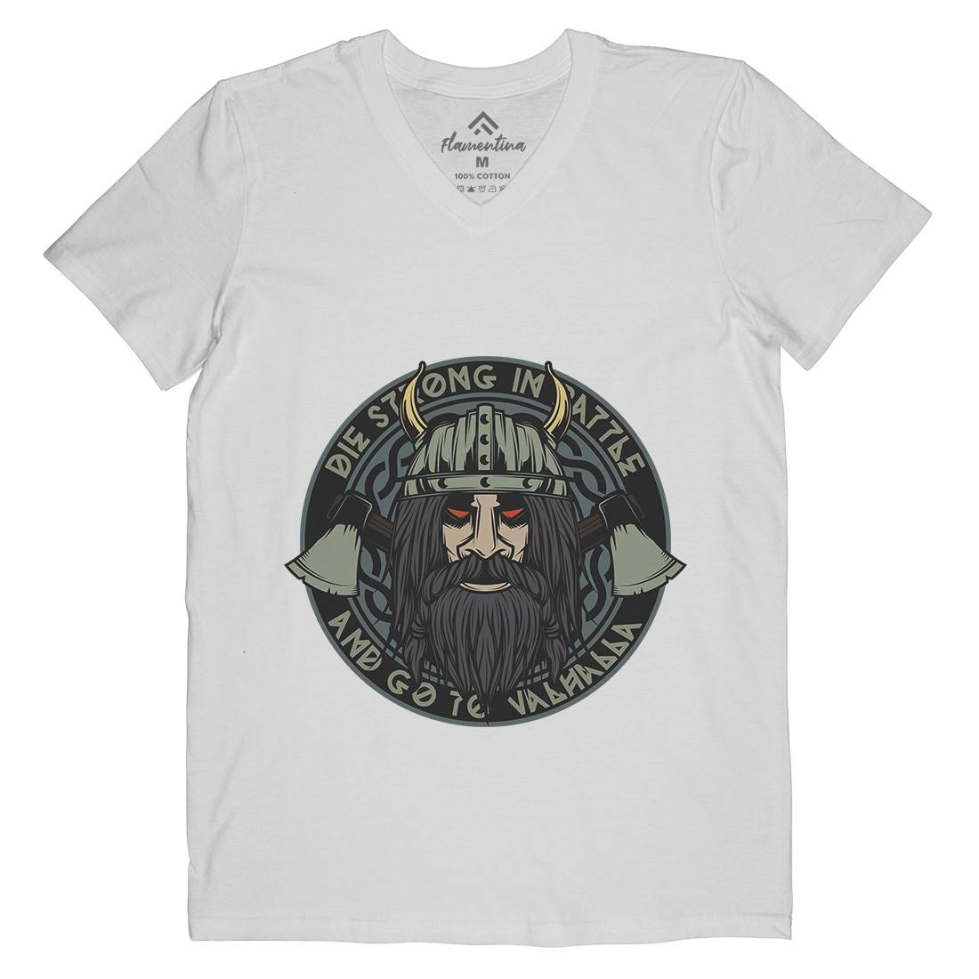 Viking Mens Organic V-Neck T-Shirt Warriors C894