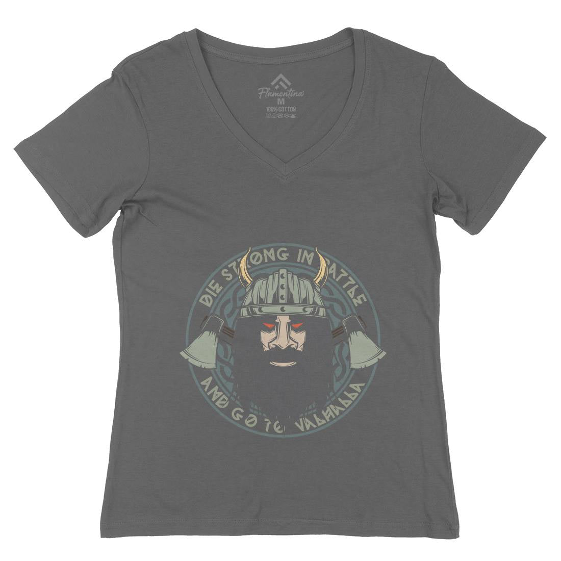 Viking Womens Organic V-Neck T-Shirt Warriors C894