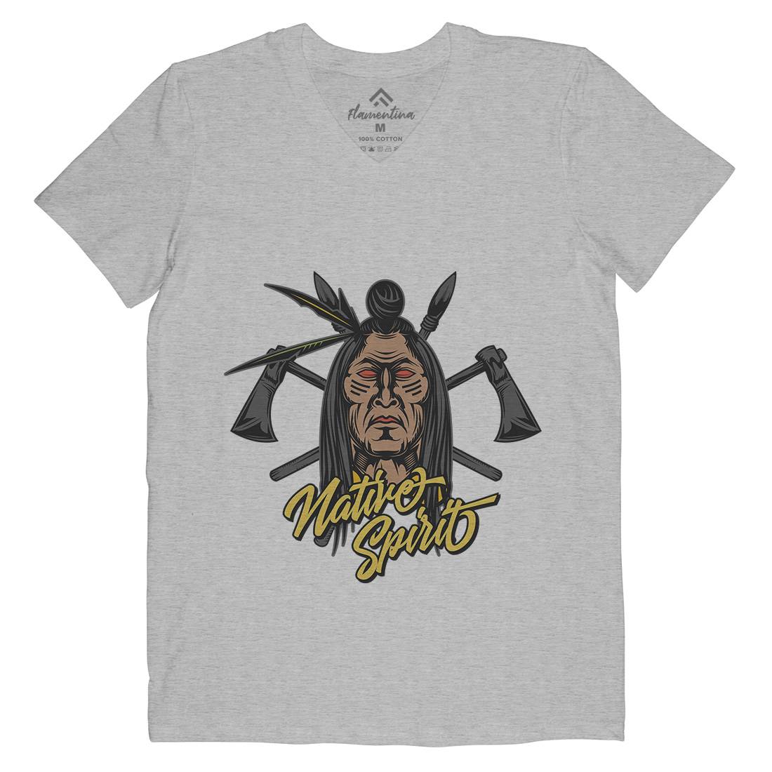 Native Spirit Mens V-Neck T-Shirt American C895