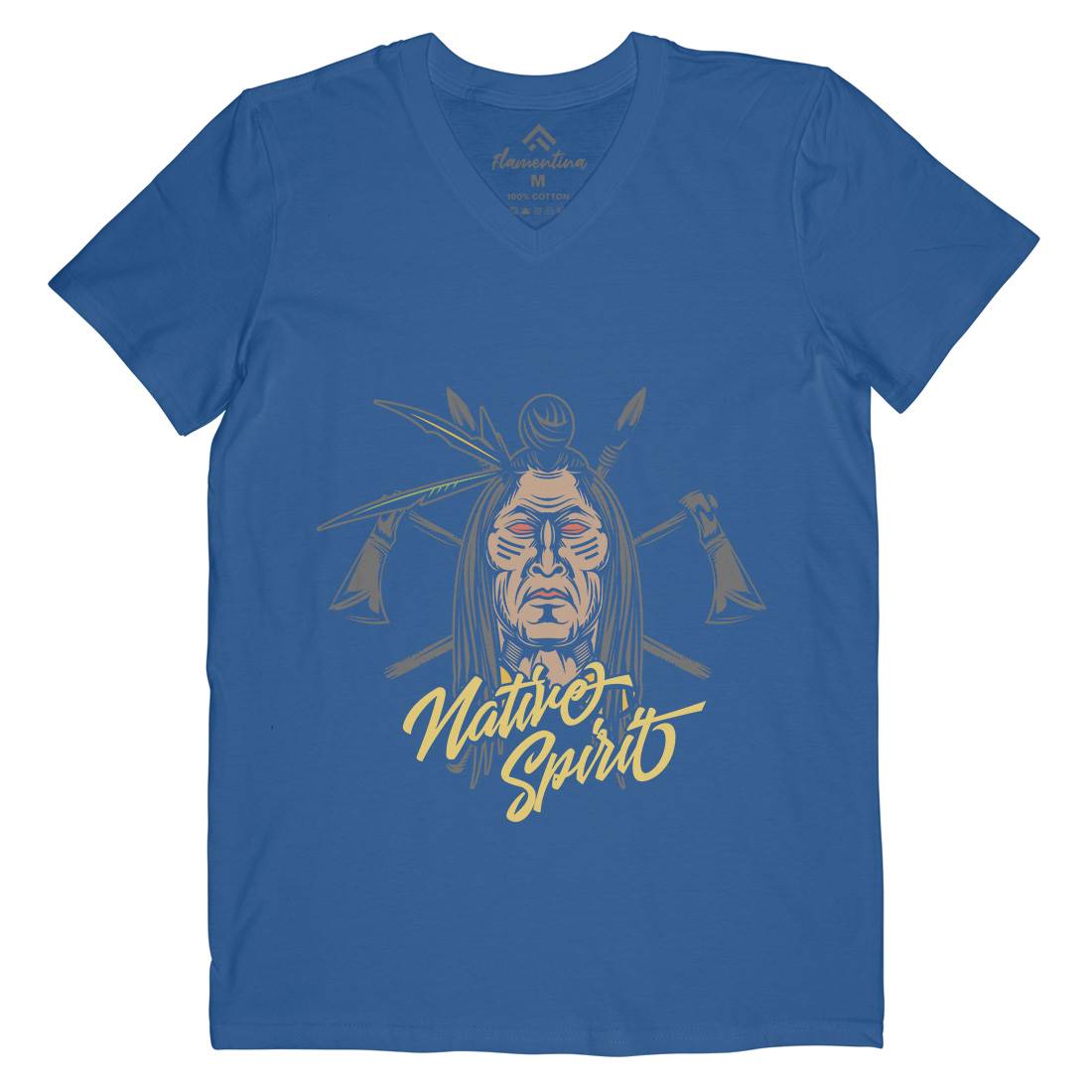 Native Spirit Mens V-Neck T-Shirt American C895