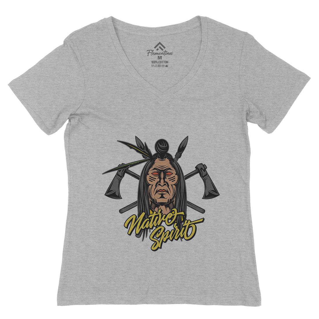 Native Spirit Womens Organic V-Neck T-Shirt American C895