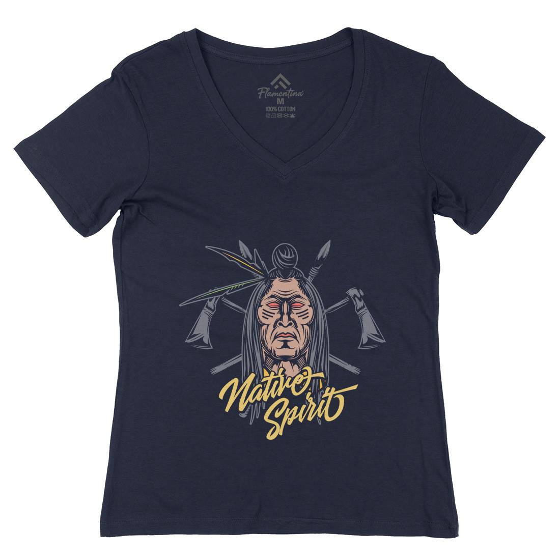 Native Spirit Womens Organic V-Neck T-Shirt American C895