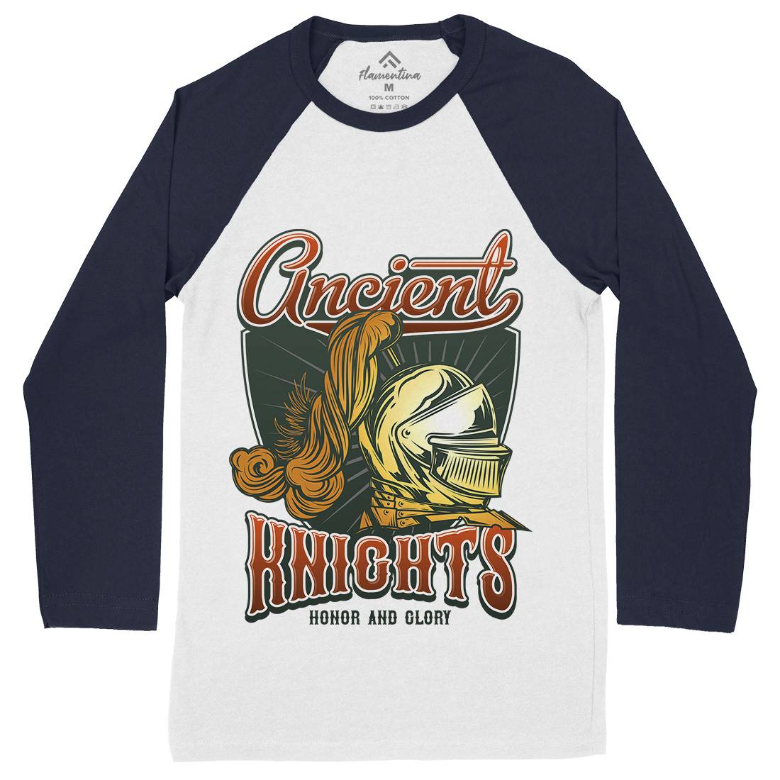 Ancient Knights Mens Long Sleeve Baseball T-Shirt Warriors C897