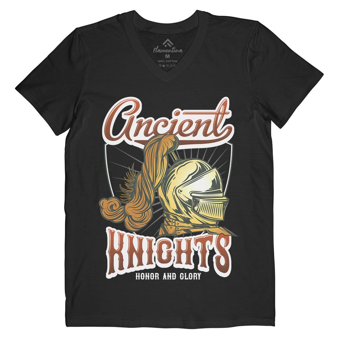 Ancient Knights Mens Organic V-Neck T-Shirt Warriors C897