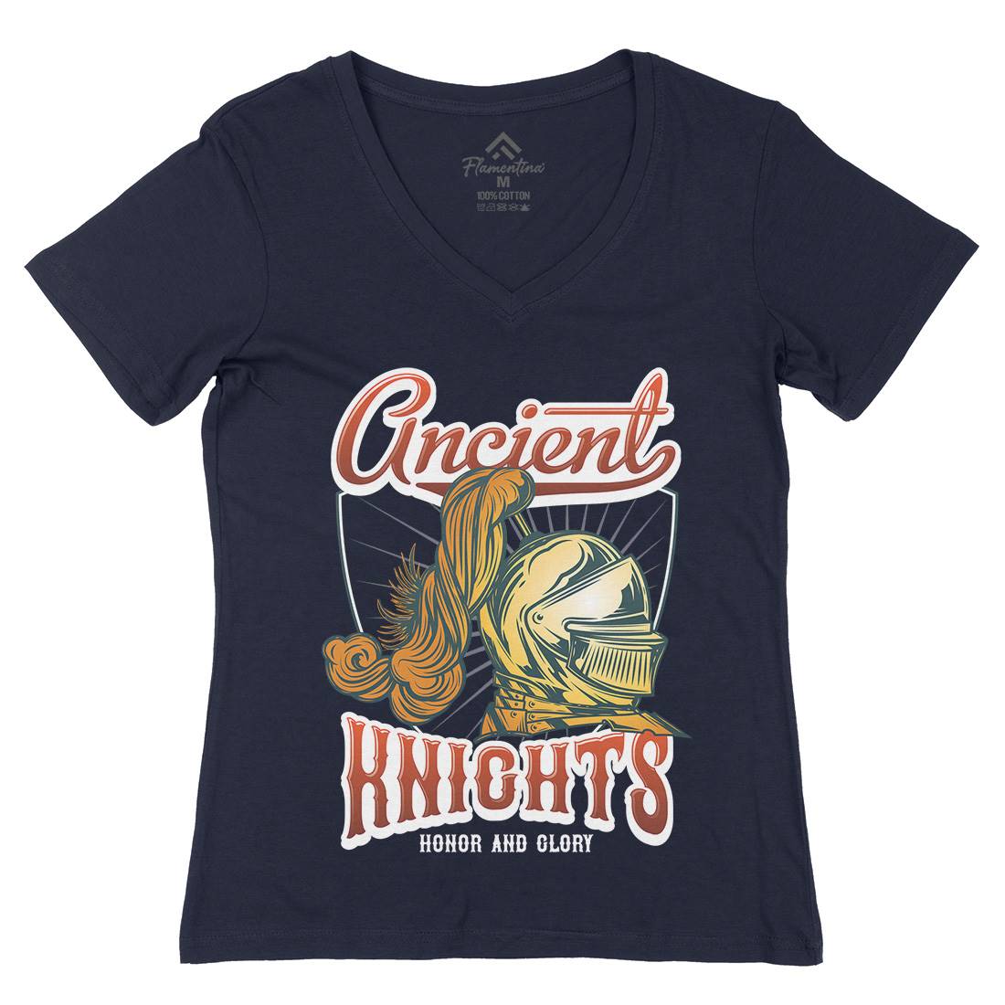 Ancient Knights Womens Organic V-Neck T-Shirt Warriors C897