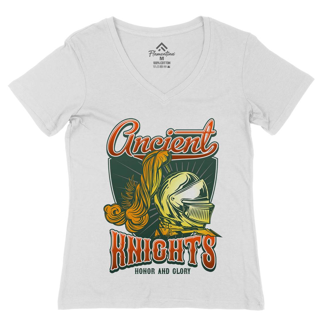 Ancient Knights Womens Organic V-Neck T-Shirt Warriors C897