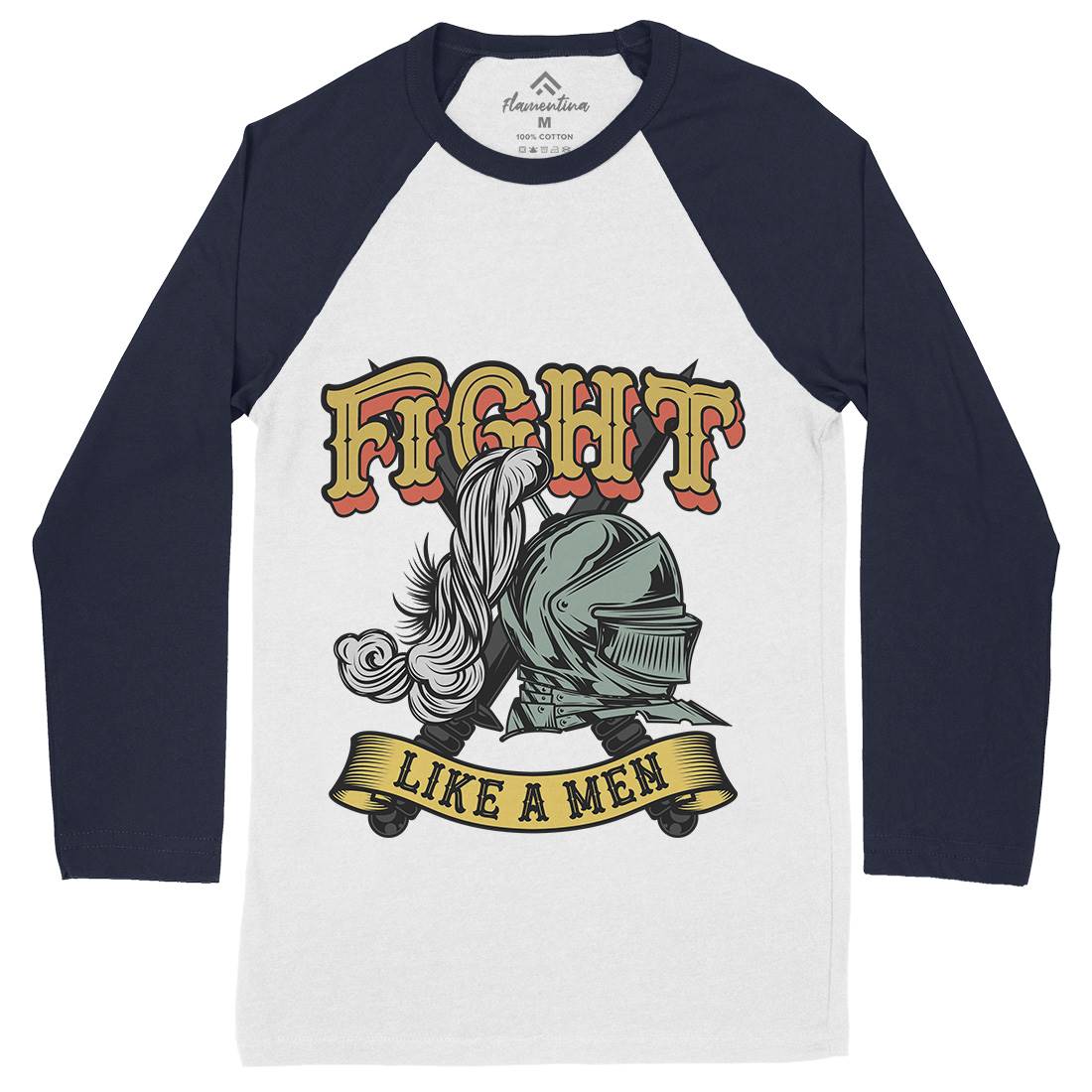 Knight Fight Mens Long Sleeve Baseball T-Shirt Warriors C898