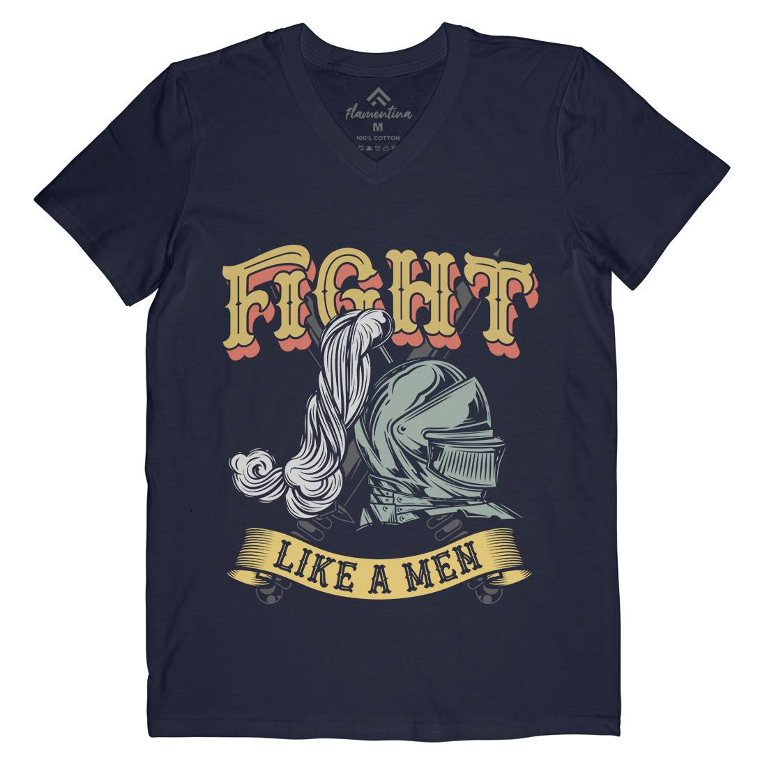 Knight Fight Mens Organic V-Neck T-Shirt Warriors C898