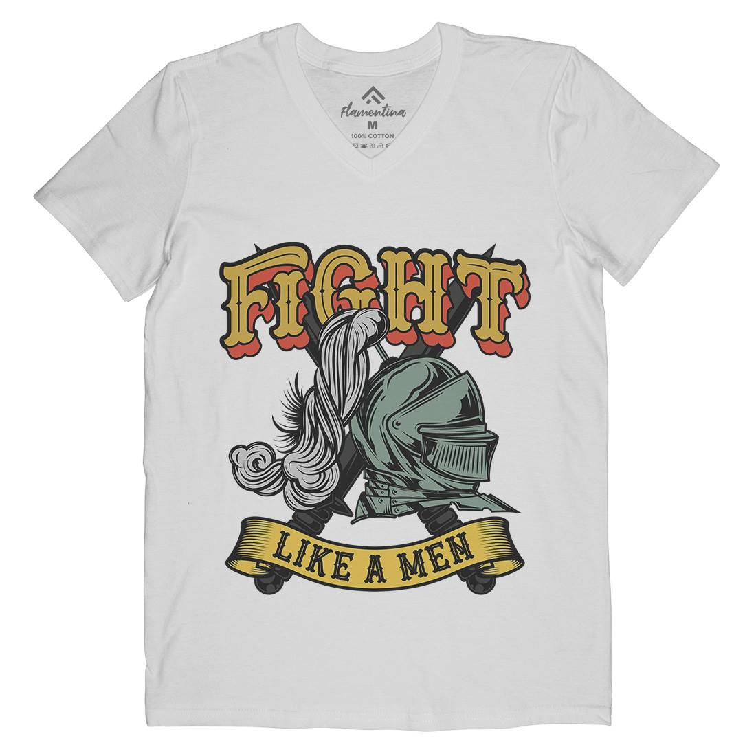 Knight Fight Mens Organic V-Neck T-Shirt Warriors C898